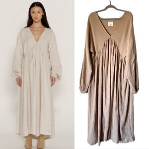 Boheme Goods French Maxi Tan Cream Dress Garmentory Oversized Size 2